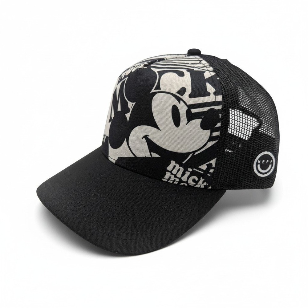 Neff Disney Mickey Mouse‎ Trucker Hat Black White Graphic Mesh Snapback Cap
